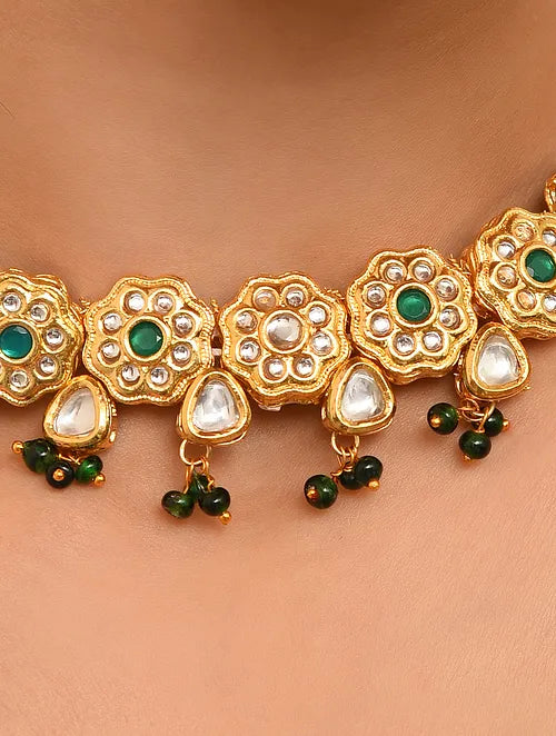 Kundan Flower Delicate Choker with Earrings