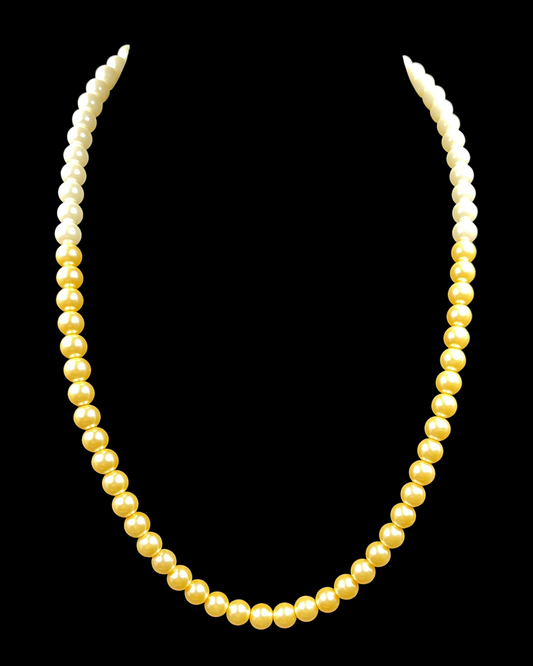 Single Line Gold & White Shell Pearl Necklace