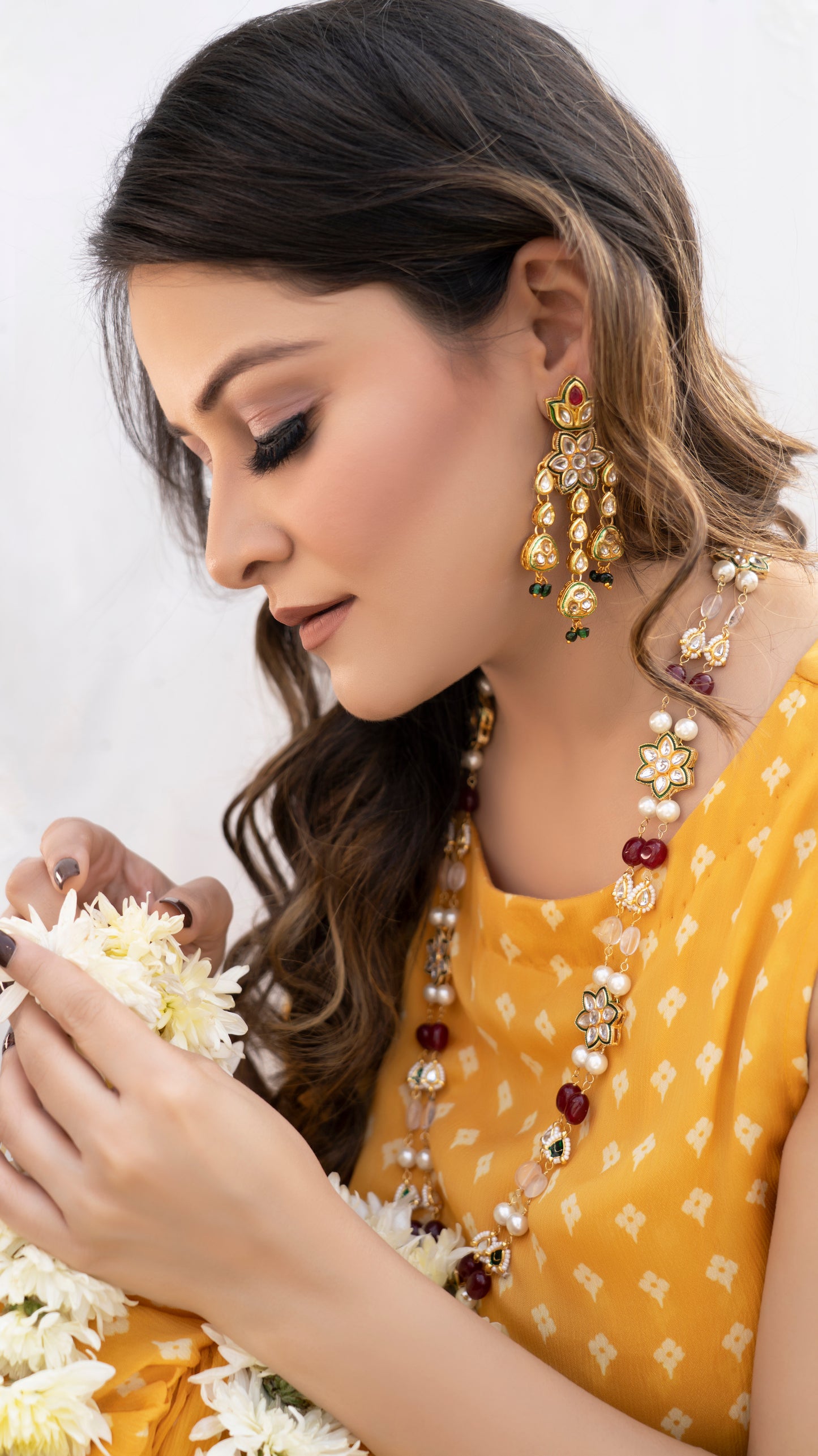 Traditional Long Necklace with Earrings