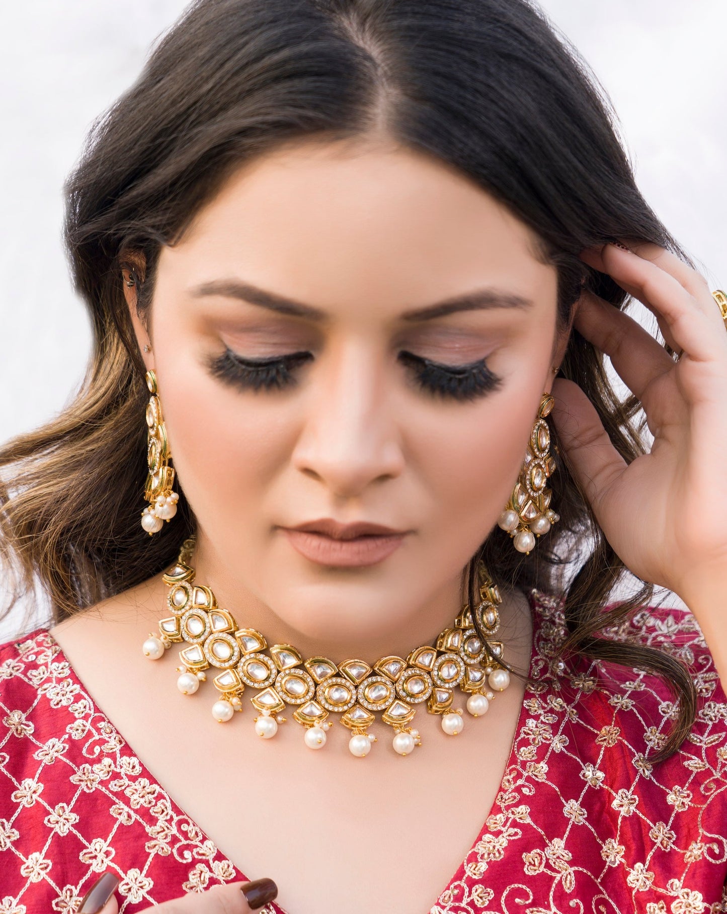 Designer Pearl and Kundan Choker with Earrings