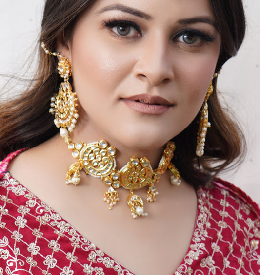 Timeless Kundan & Pearl Choker with Earrings