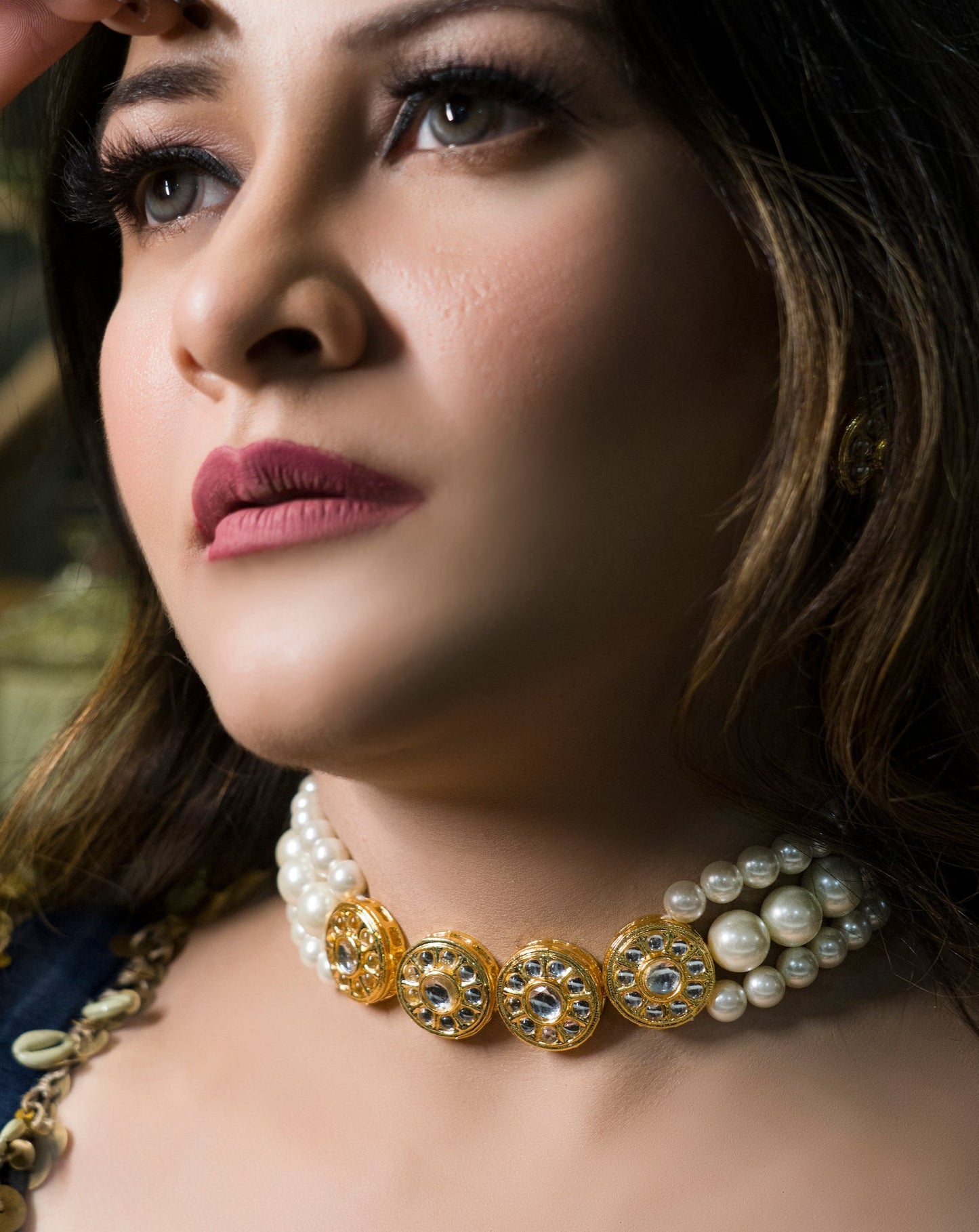 Traditional Kundan and Pearl Choker with Earrings