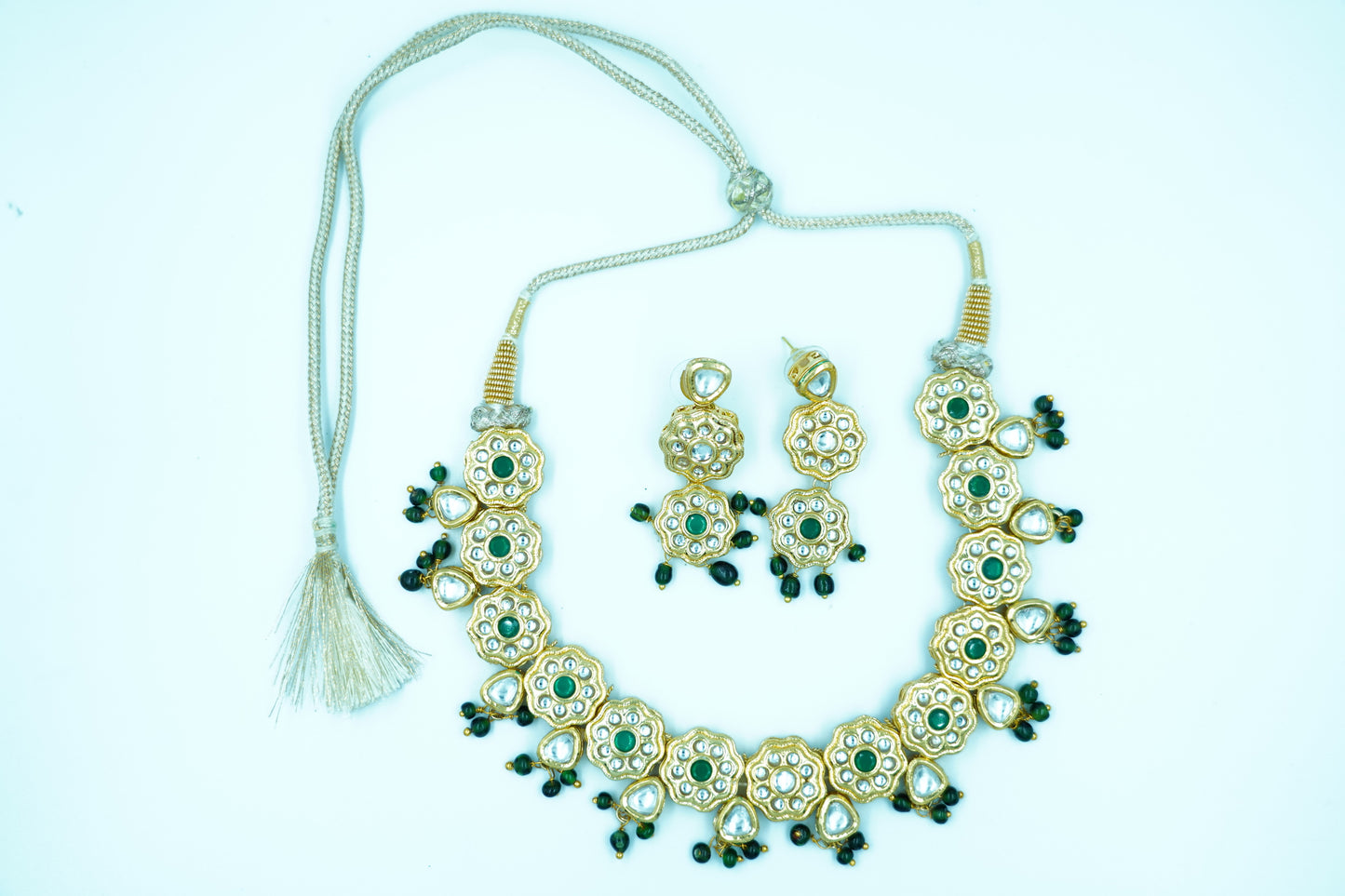 Kundan Flower Delicate Choker with Earrings