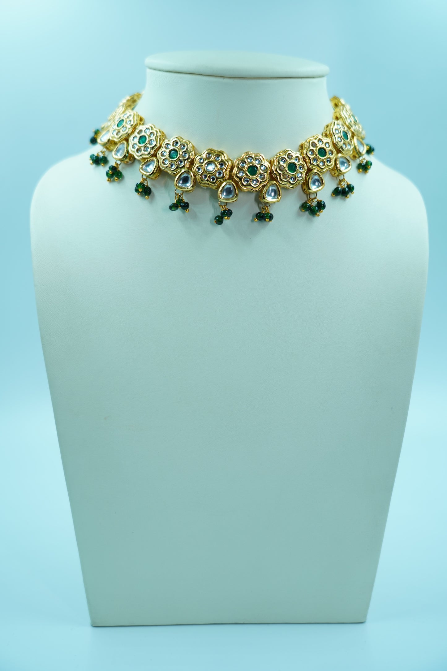 Kundan Flower Delicate Choker with Earrings