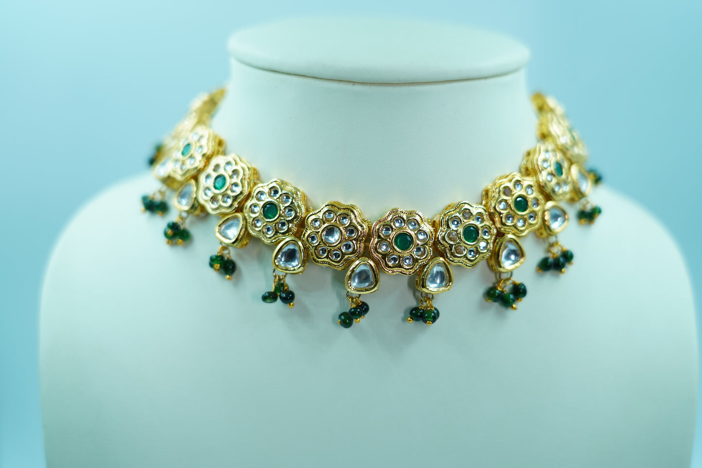 Kundan Flower Delicate Choker with Earrings