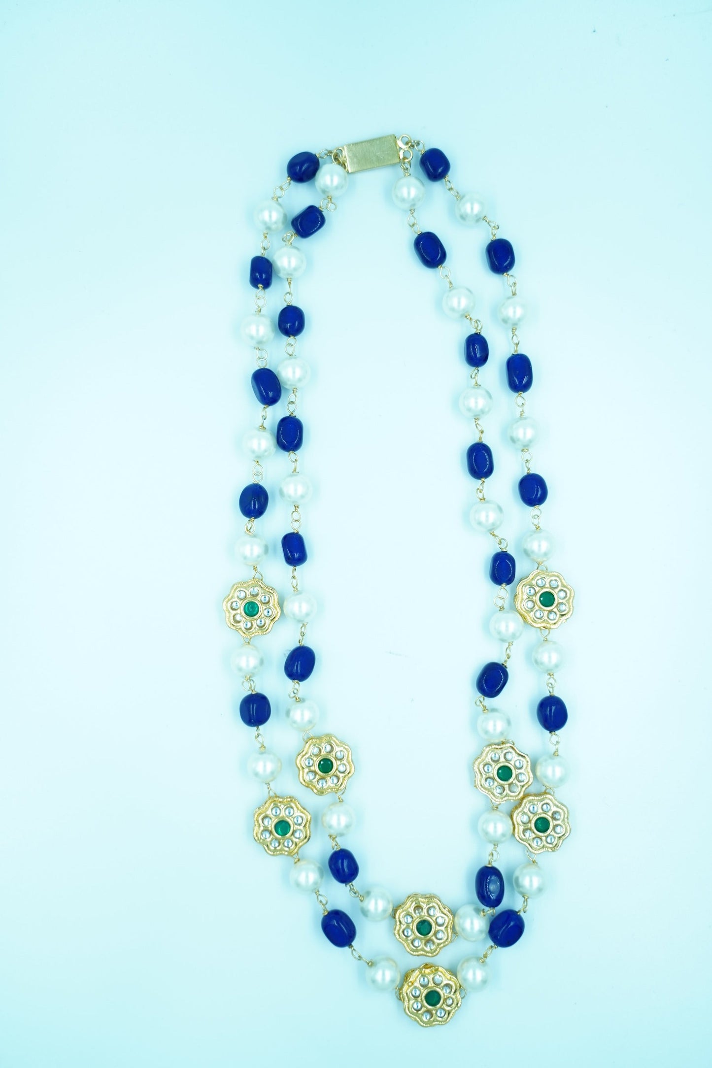 Kundan and Blue Beads Traditional Necklace