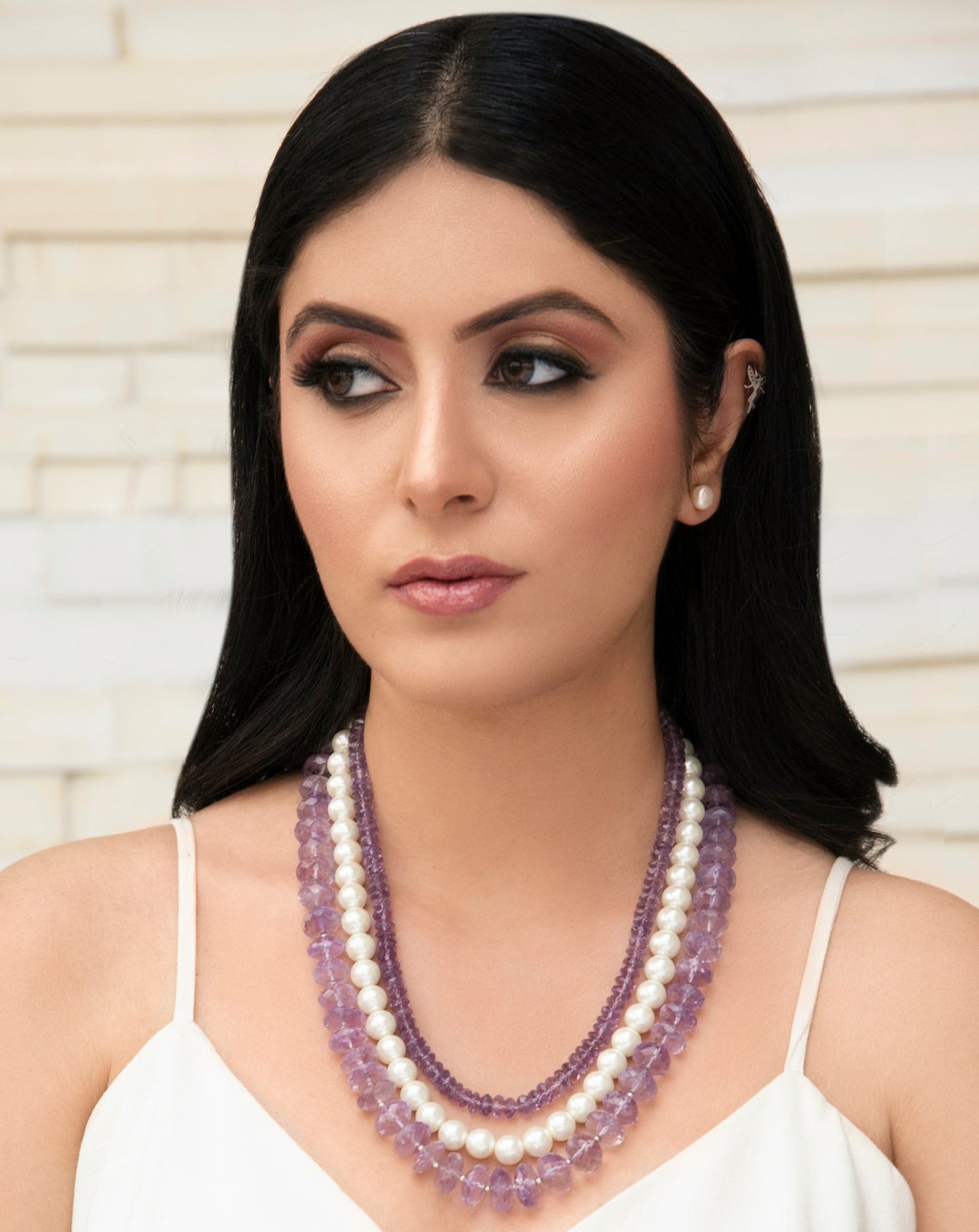 FELICIA Amethyst and Pearl Statement Necklace