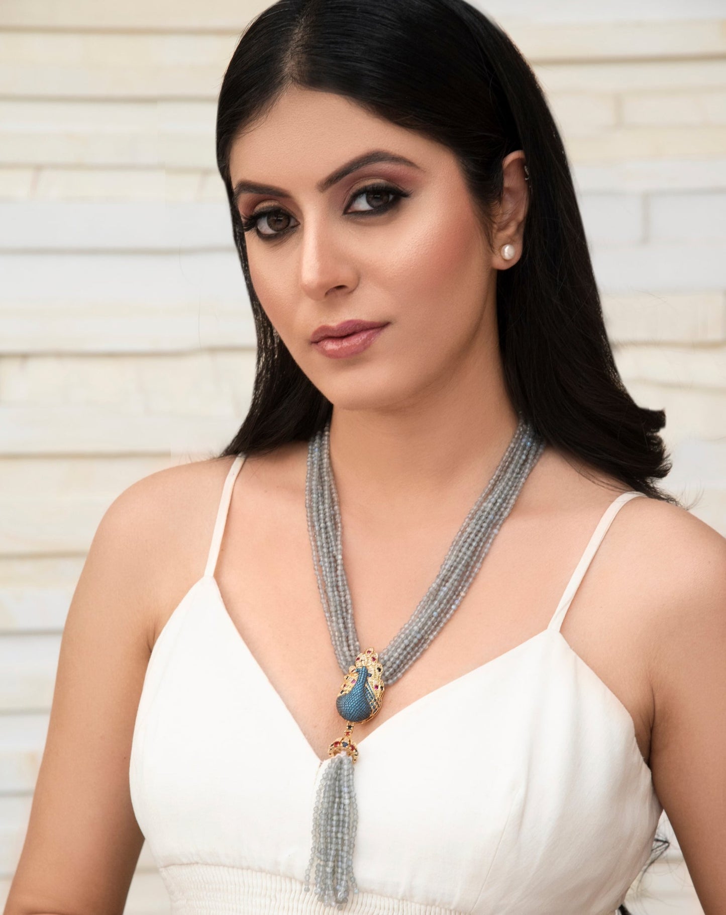 ARIANA Peacock and Labradorite Statement Necklace