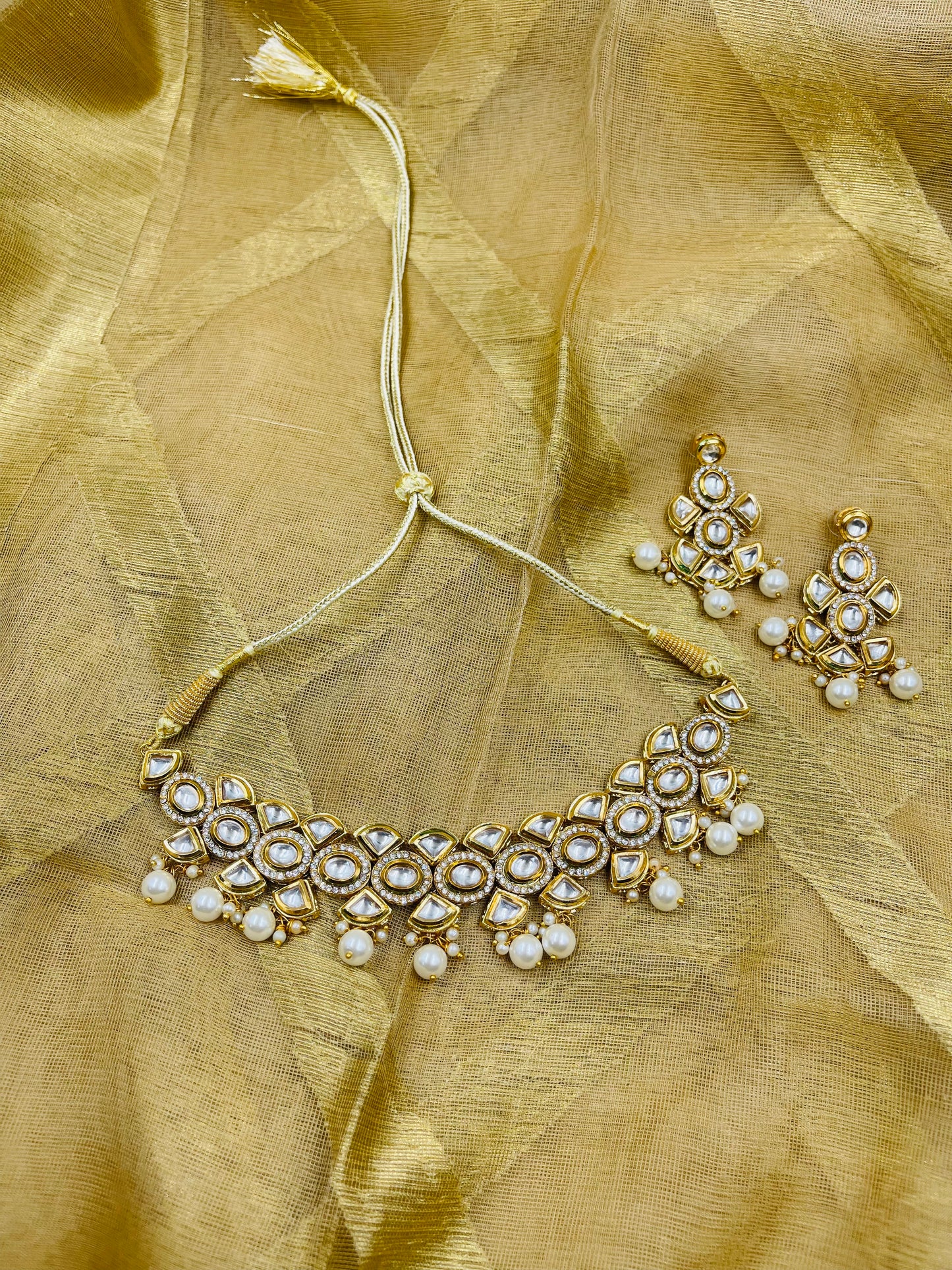 Designer Pearl and Kundan Choker with Earrings