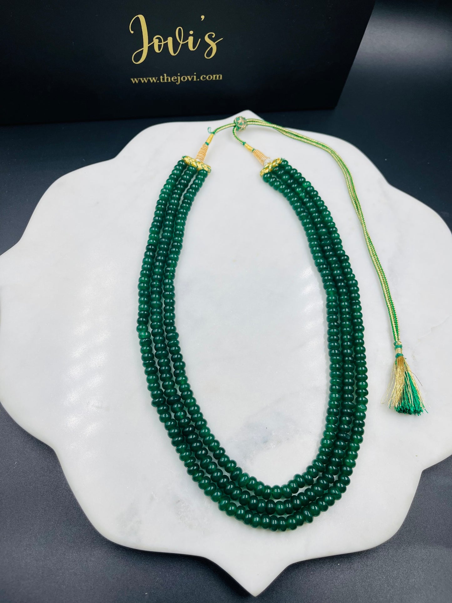 Triple Line Emerald Green Quartz String