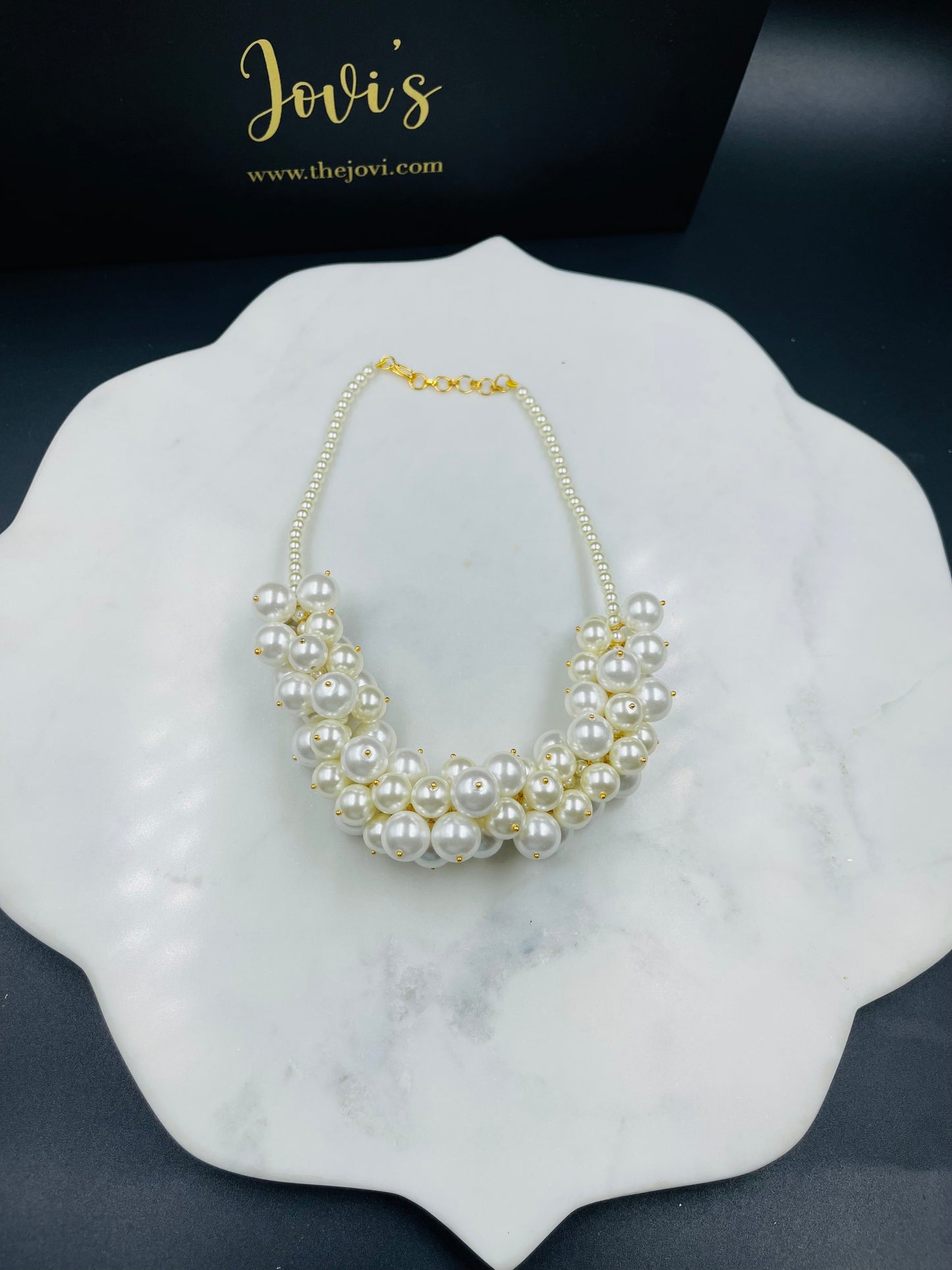 Jumbled White & Gold Shell Pearls Necklace