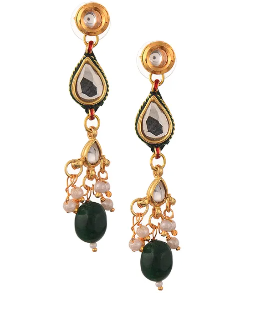 Green Quartz and Kundan Necklace with Earrings