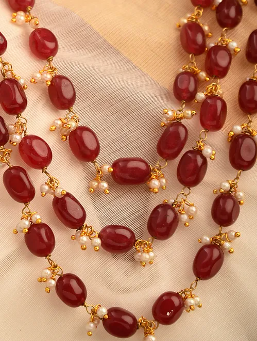 Red Quartz Statement Long Necklace