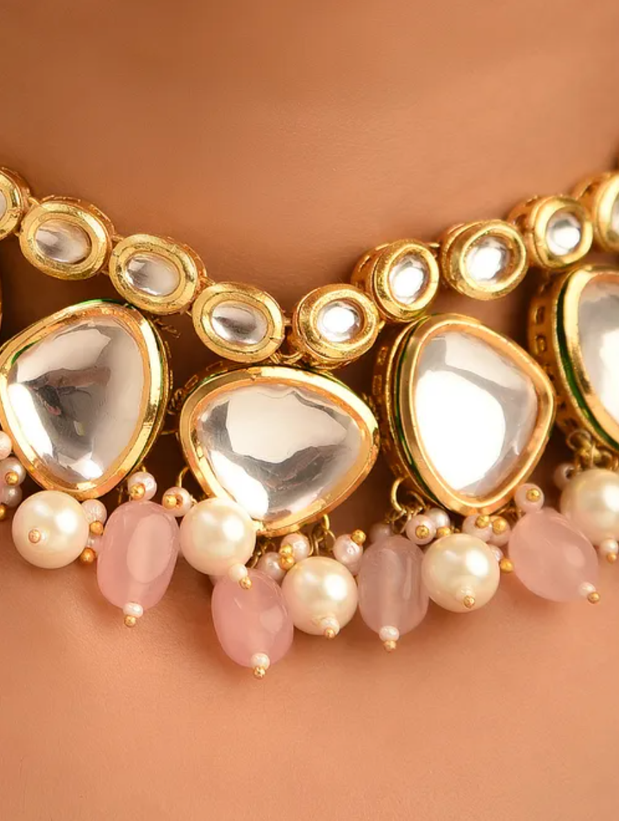 Traditional Kundan and Quartz Choker with Earrings