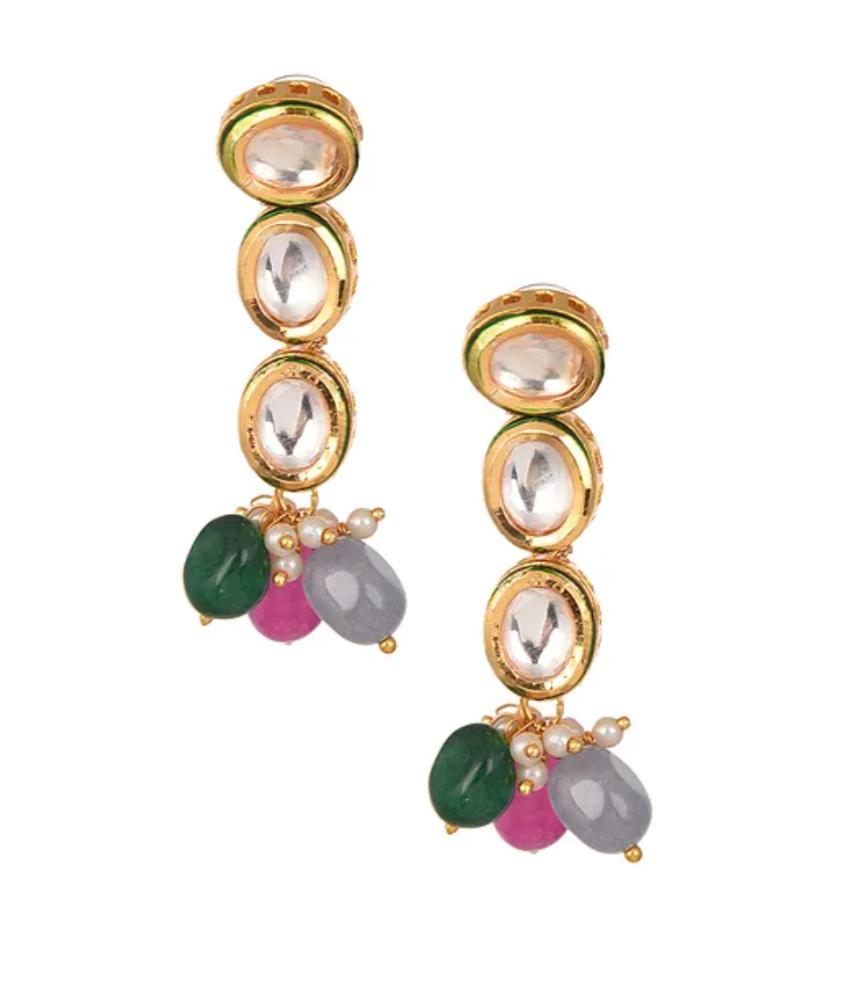 Multicolored Kundan Necklace with Earrings