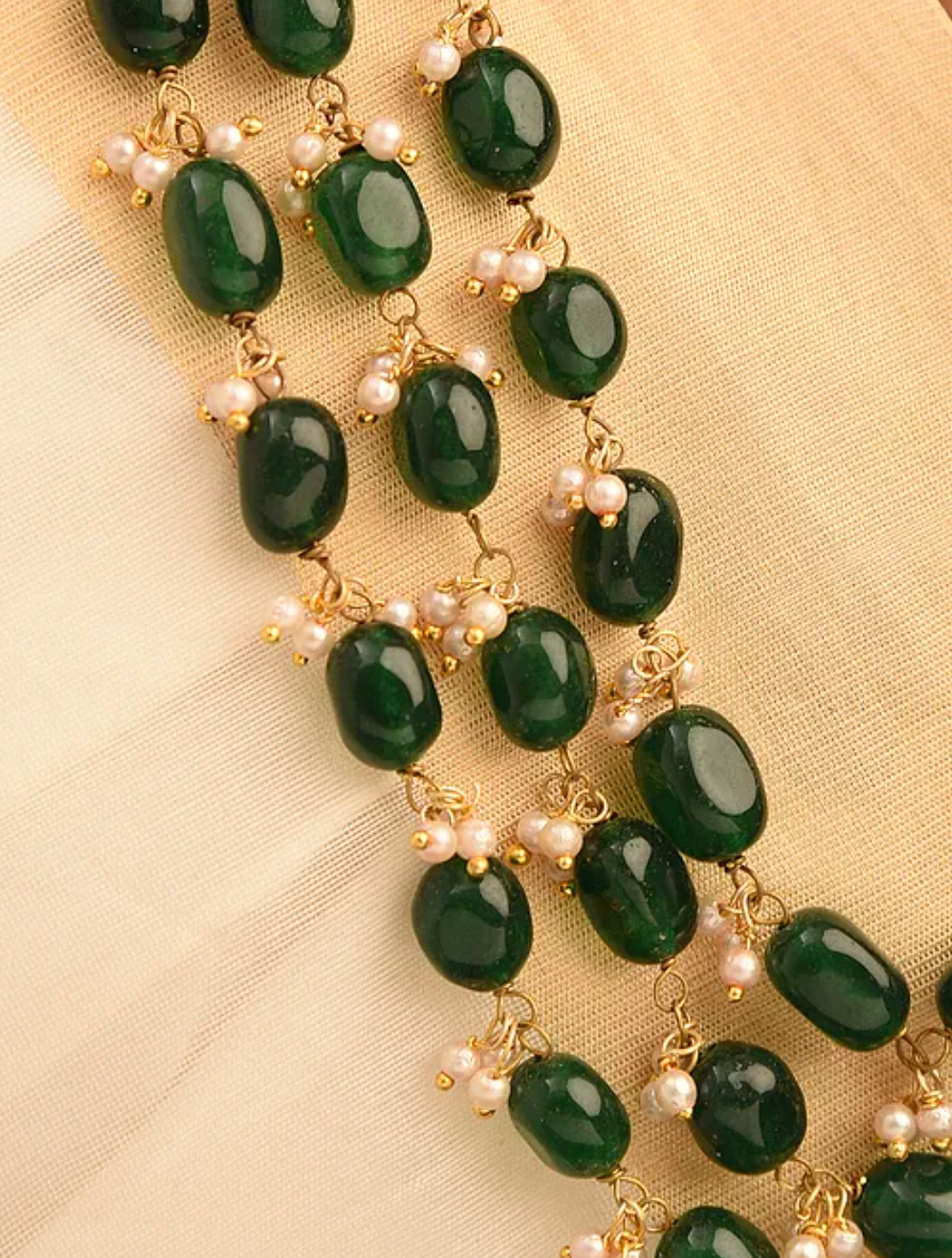 Green Quartz Statement Long Necklace