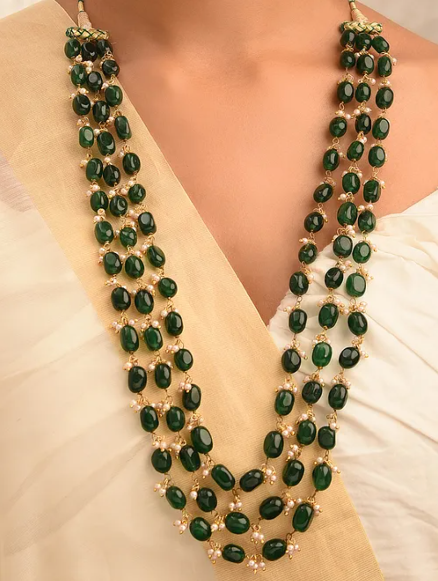 Green Quartz Statement Long Necklace