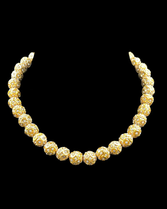 Jadau Pearl and Gold Necklace