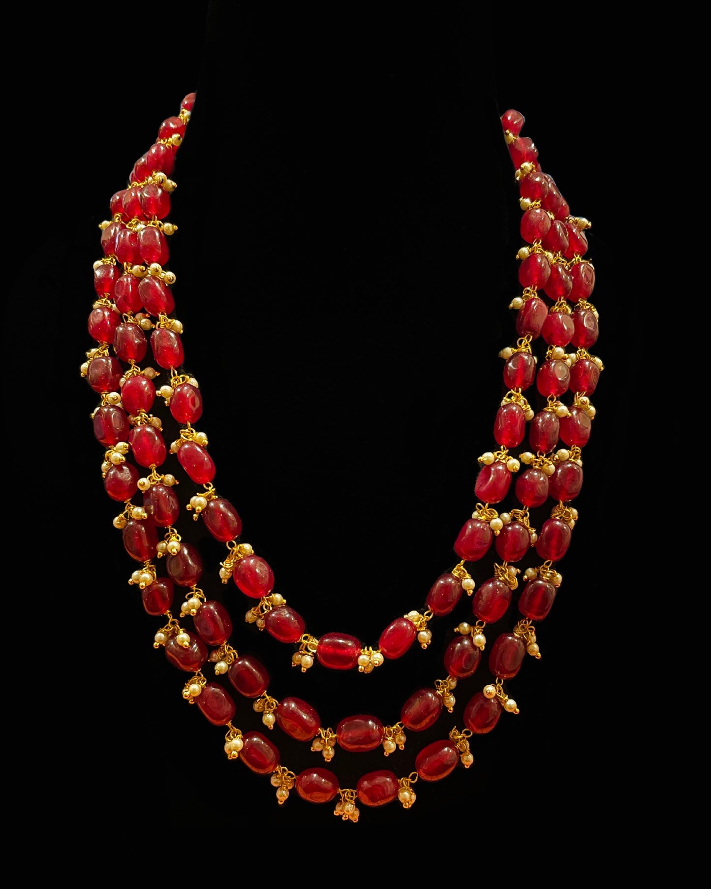 Red Quartz Statement Long Necklace