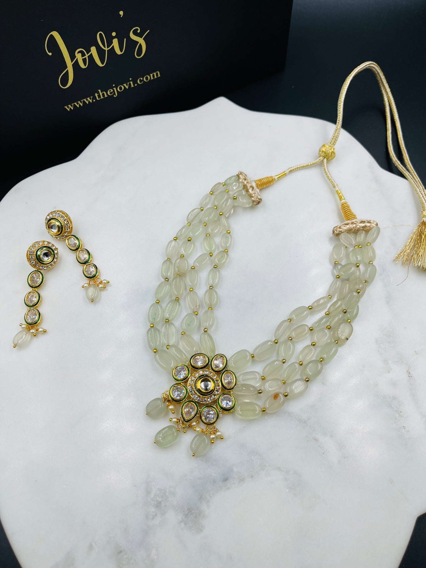 Kundan and Mint Choker with Earrings