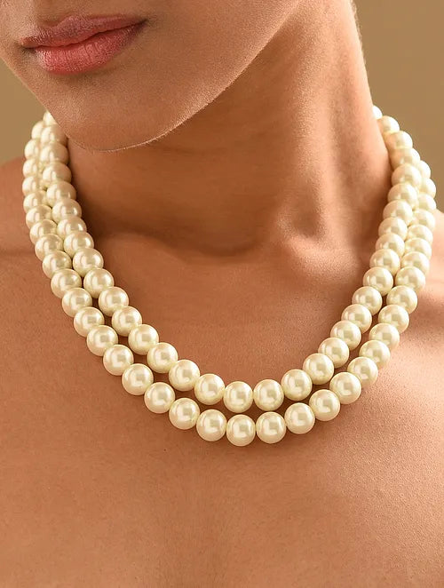 Shell Pearl Double Line Necklace