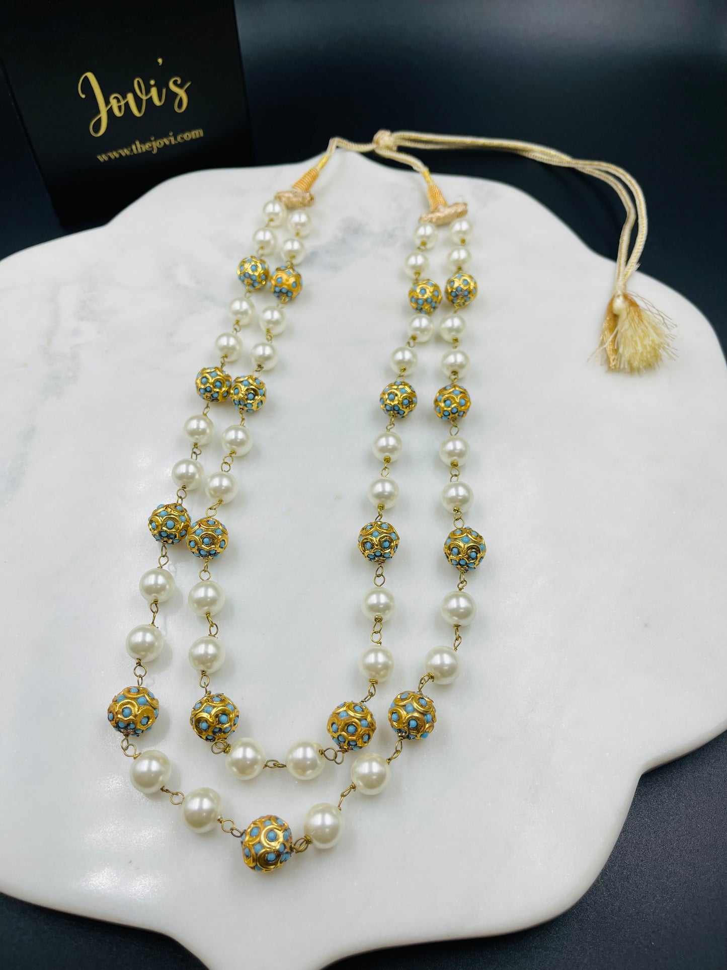 Shell Pearl and Firozi Necklace