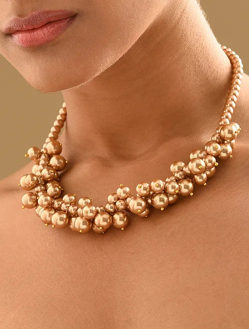 Jumbled Copper Shell Pearls Necklace