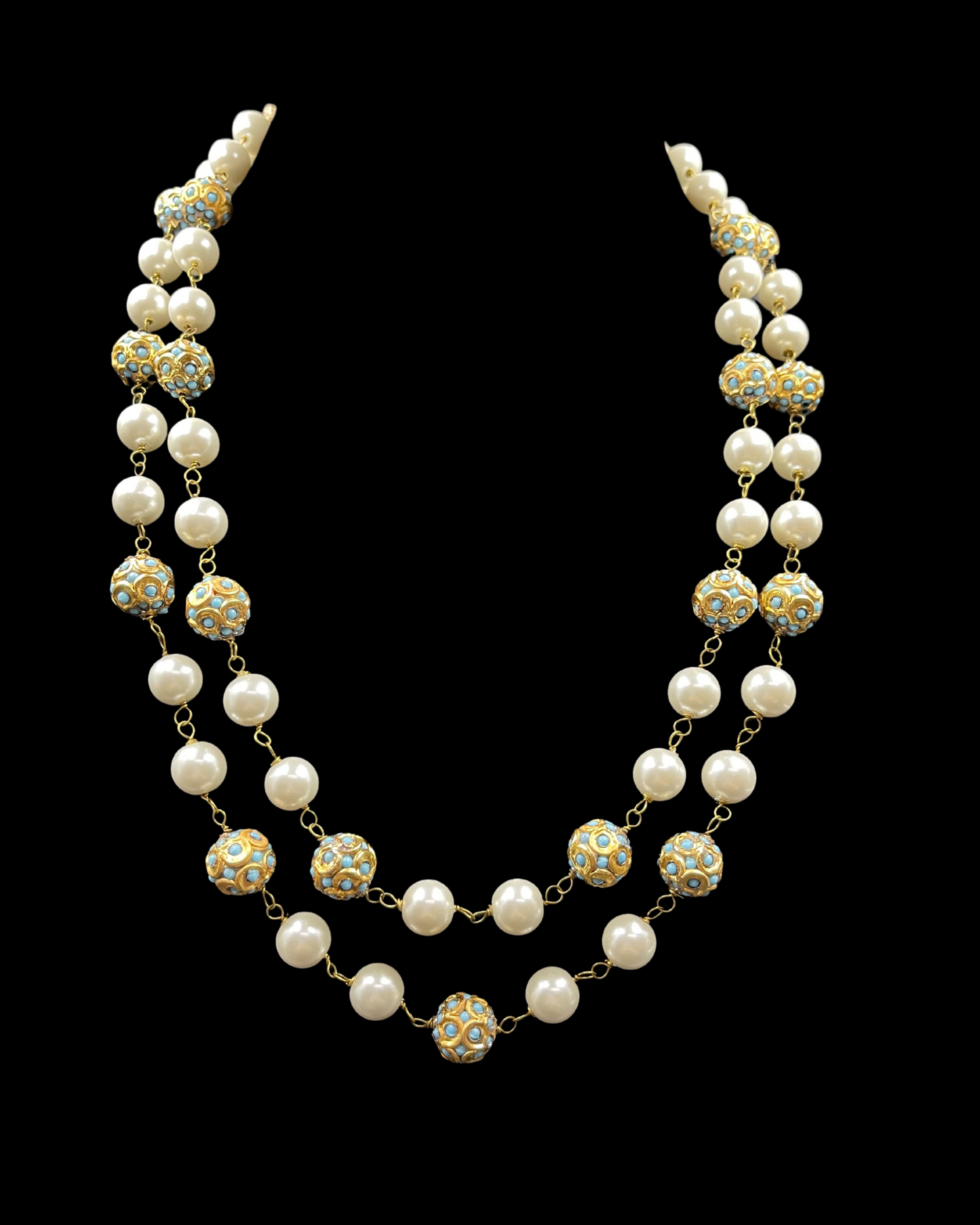 Shell Pearl and Firozi Necklace