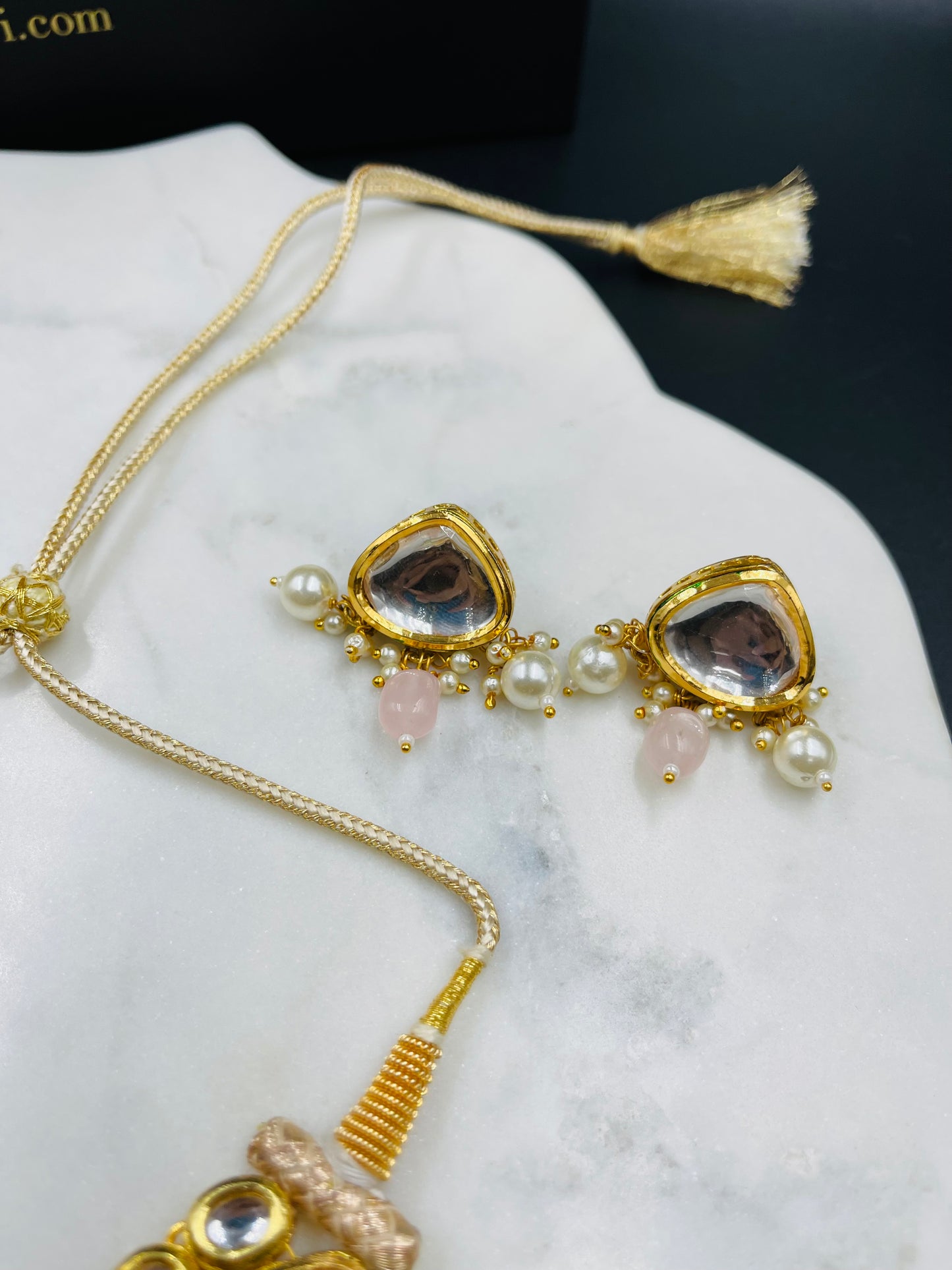 Traditional Kundan and Quartz Choker with Earrings