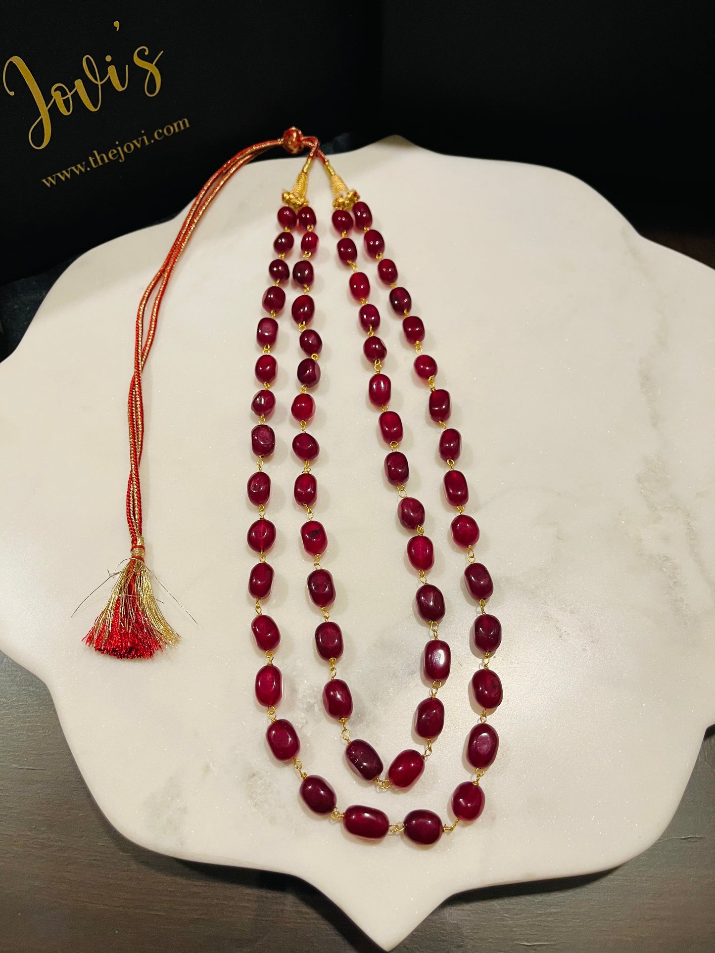 Red Quartz Double Line Necklace