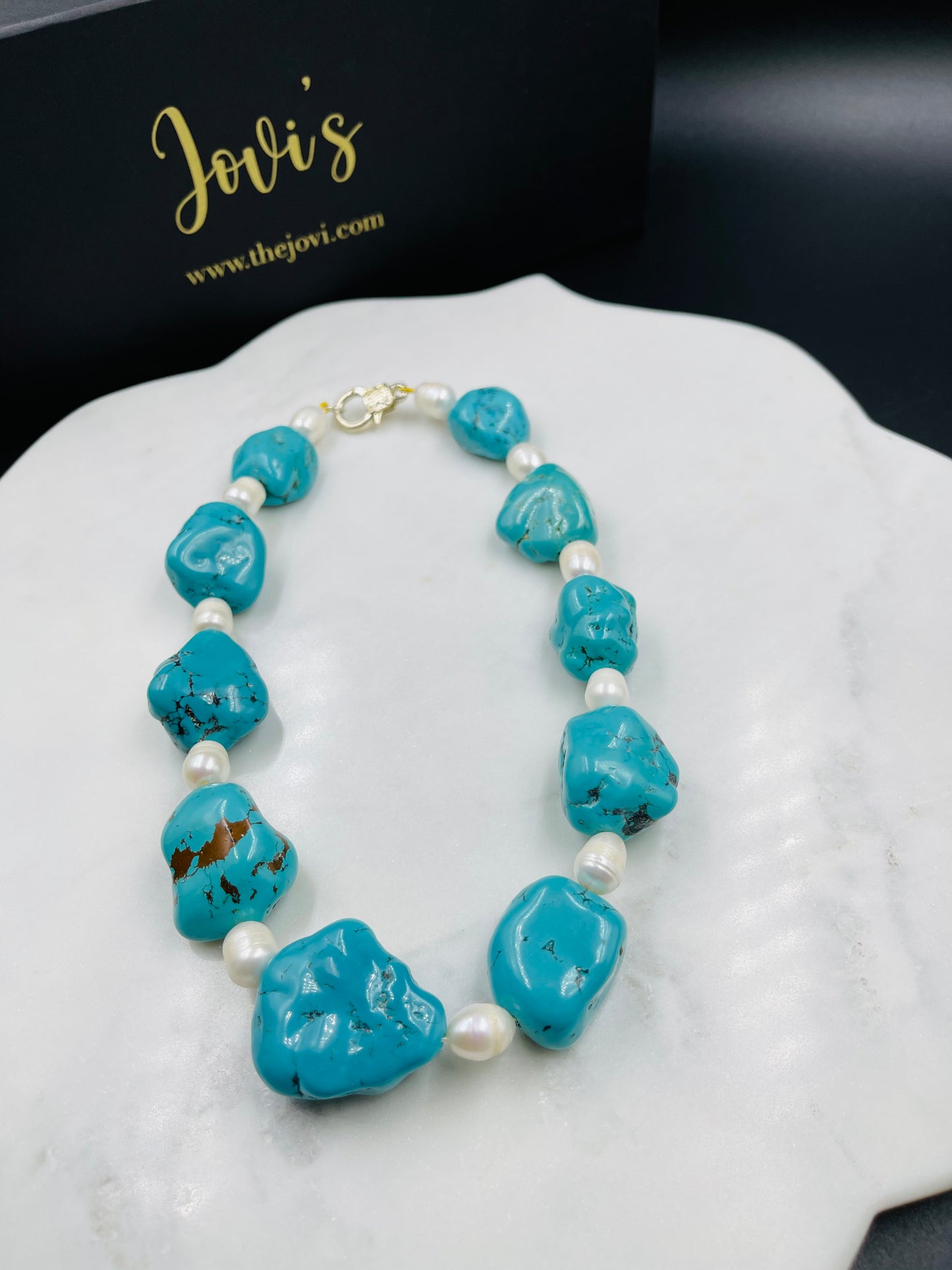 Classic Turquoise and Pearl Necklace