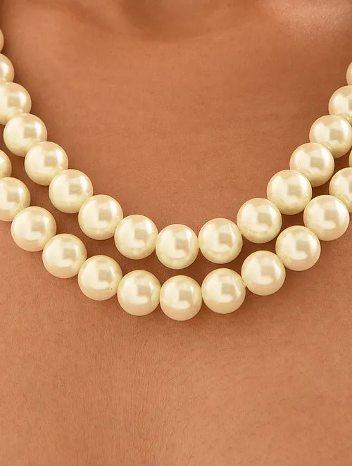 Shell Pearl Double Line Necklace