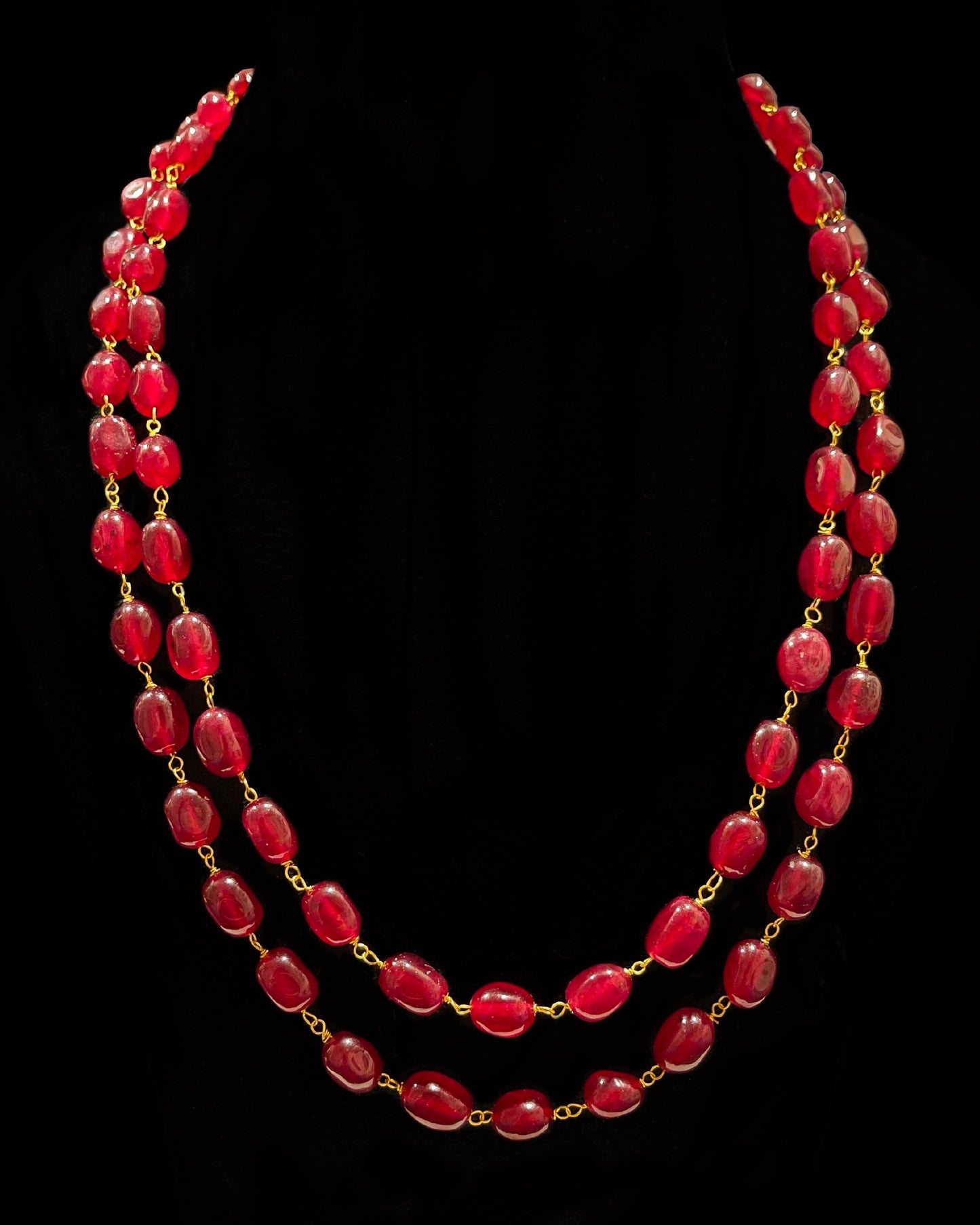 Red Quartz Double Line Necklace