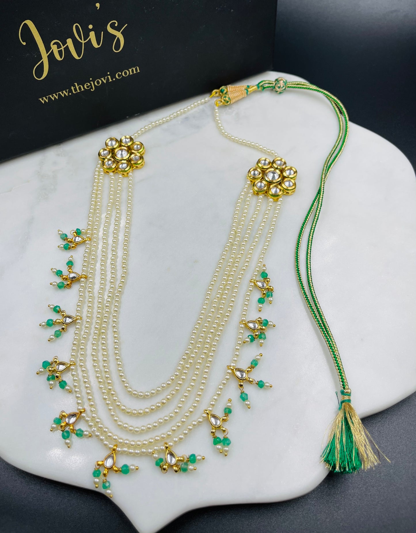 Multi layered Pearl Necklace with Earrings