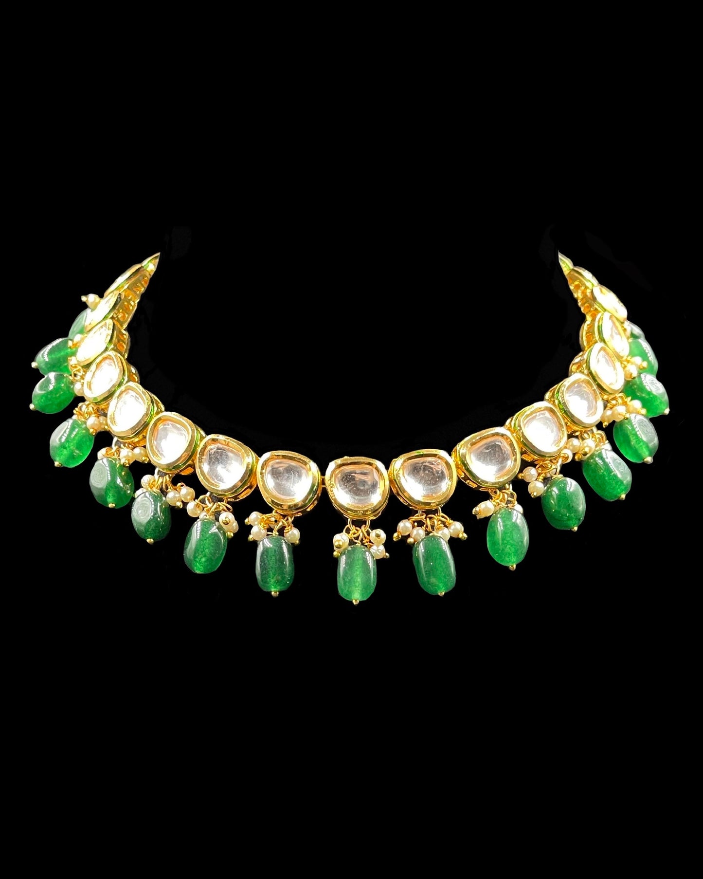 Kundan and Green Quartz Choker with Earrings