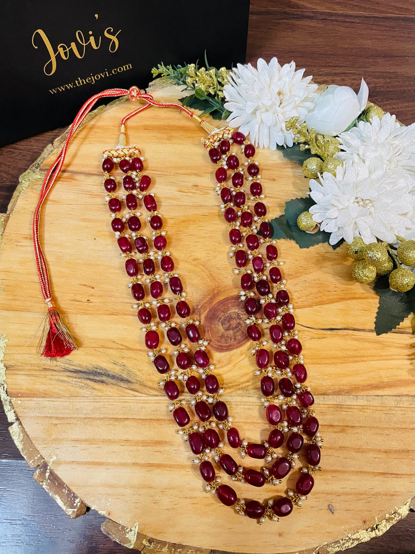 Red Quartz Statement Long Necklace