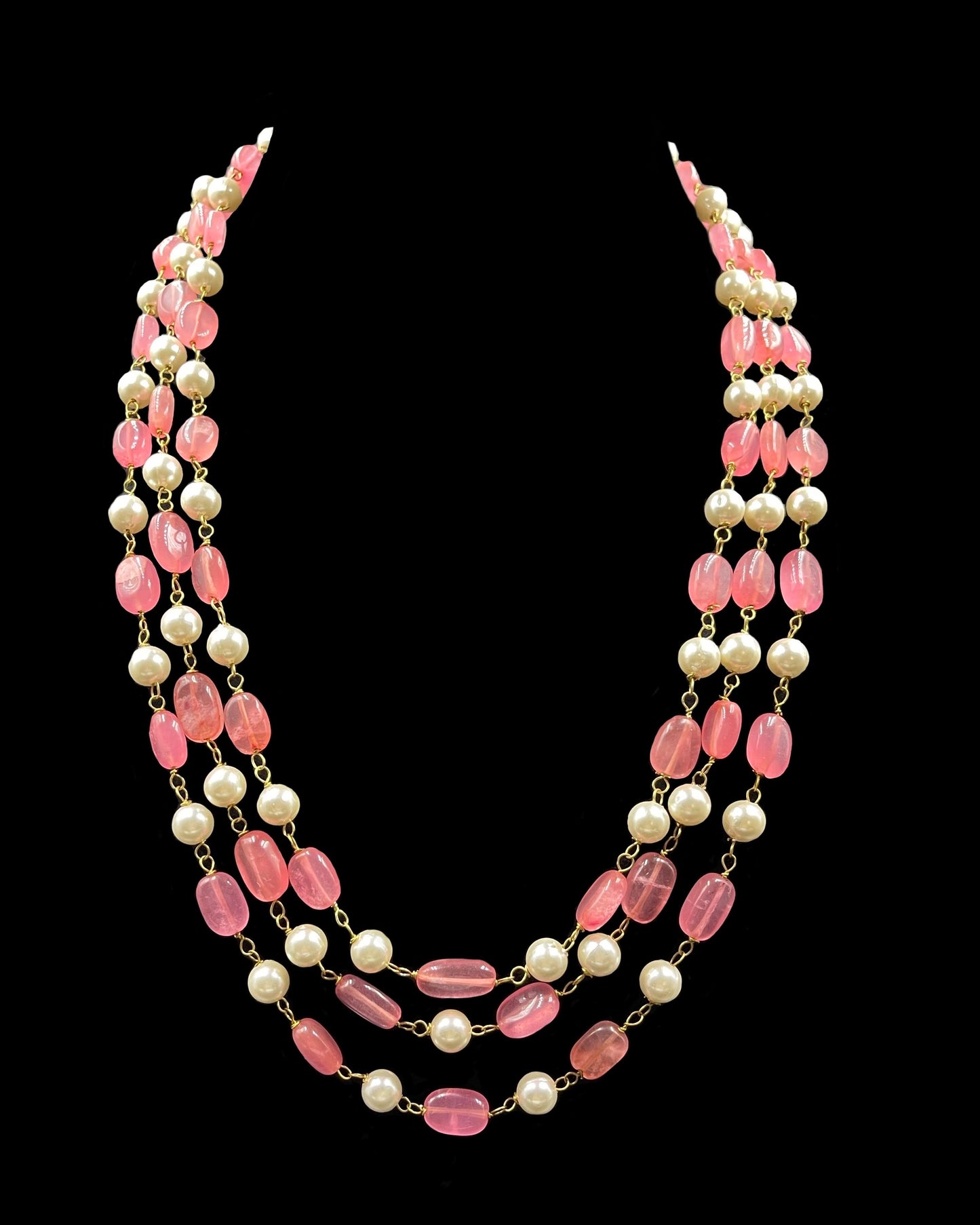 Pink and Pearl Multilayer Necklace