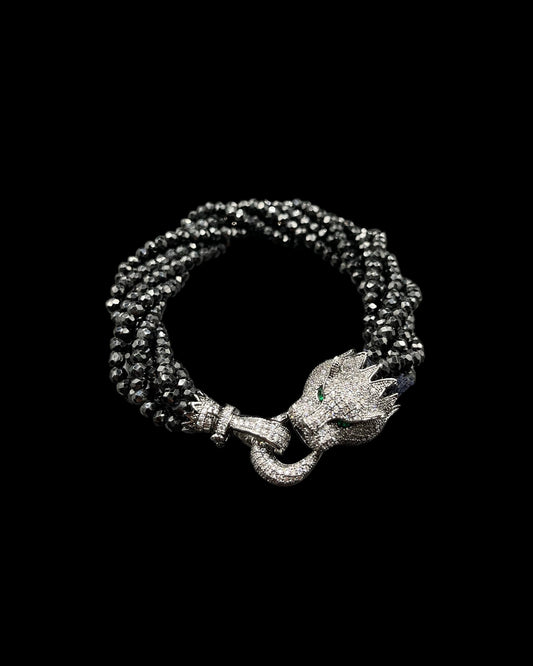 Swarovski Tiger with Faceted Onyx Bracelet