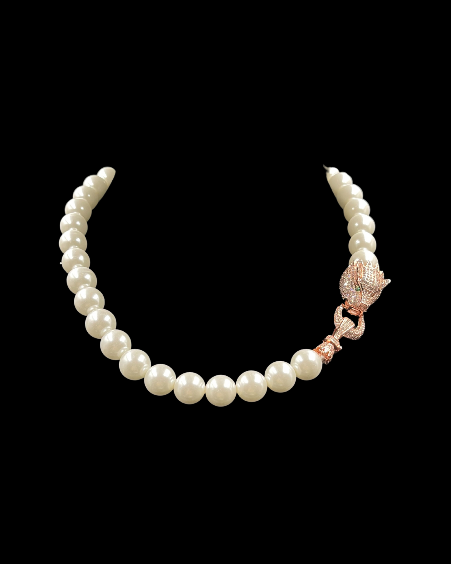 Shell Pearls and Crystal Tiger Necklace