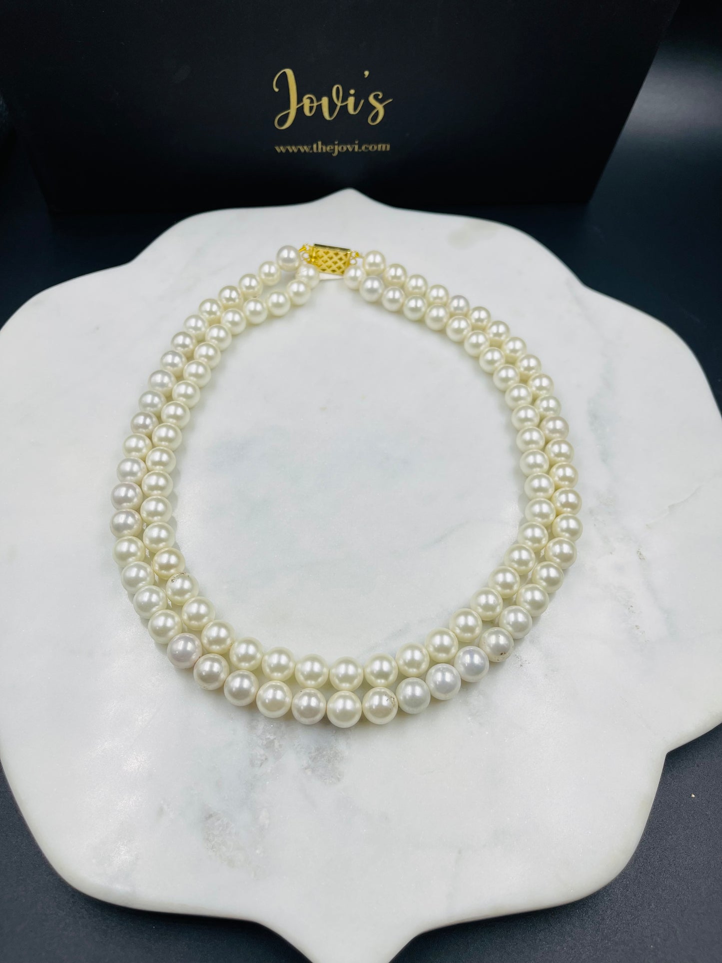 Shell Pearl Double Line Necklace