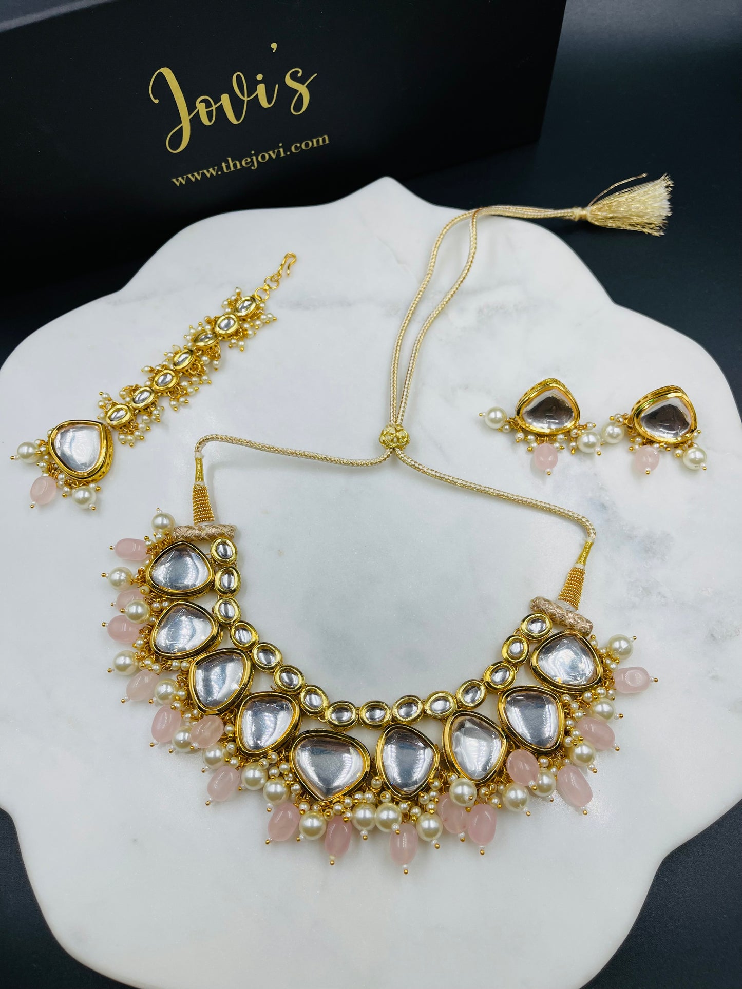 Traditional Kundan and Quartz Choker with Earrings