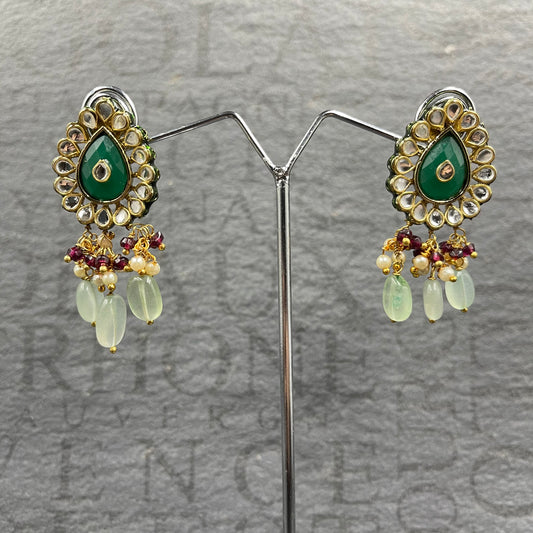 Kundan and Mint Quartz Earrings