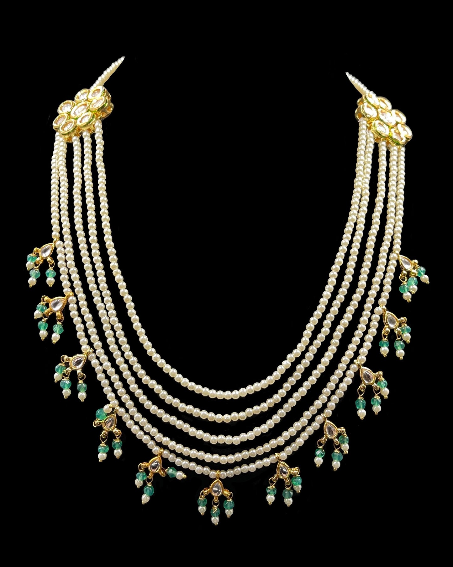 Multi layered Pearl Necklace with Earrings