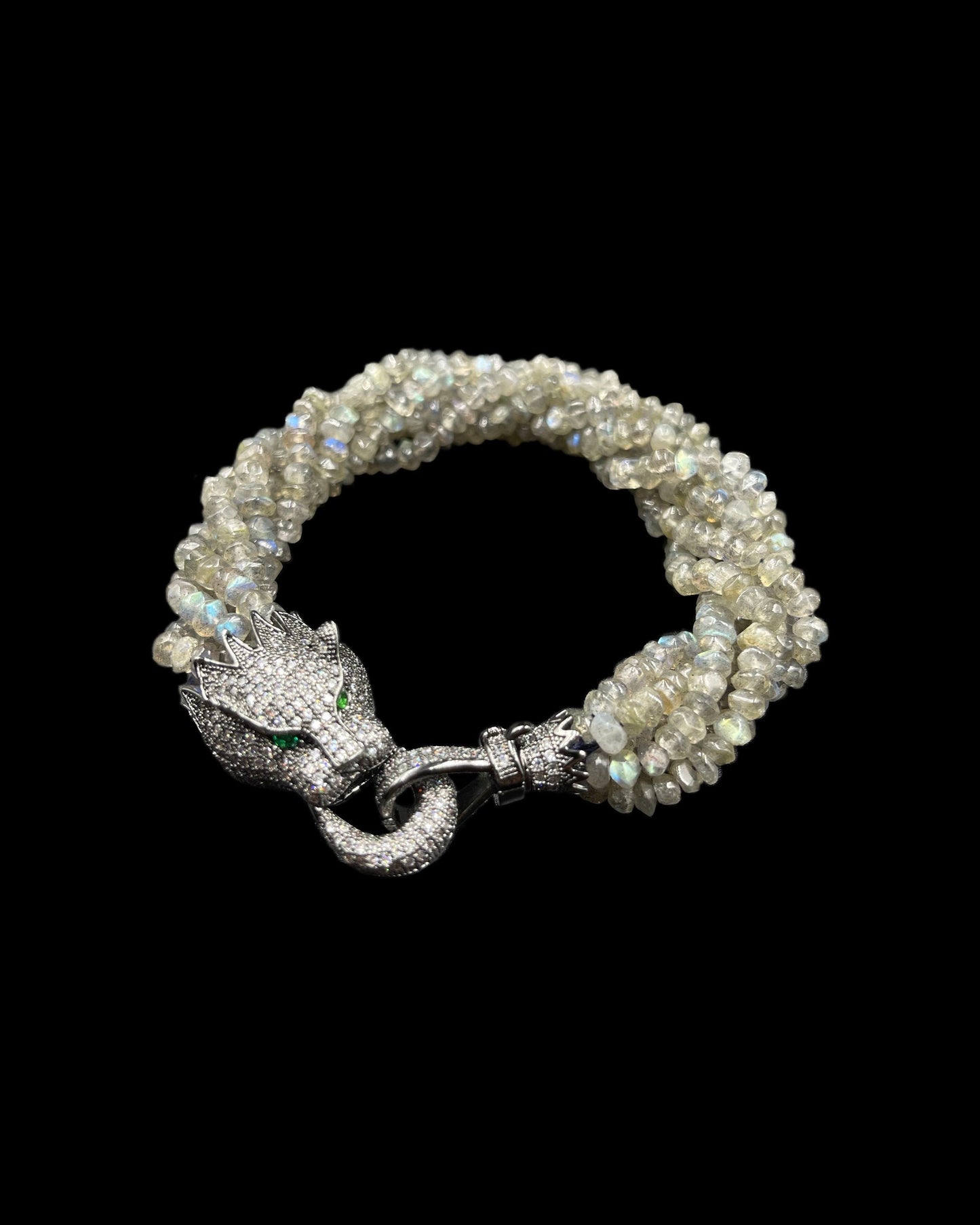 Swarovski Tiger with Labradorite Stones Twisted Bracelet